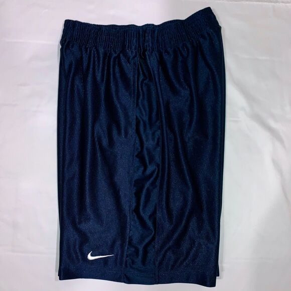 Nike 90s Vintage Basketball Shorts Dazzle Silky Glanz Shiny Navy Blue Nylon - Picture 6 of 8